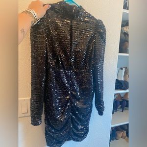 Size XL high neck bodycon dress with slit down the mid chest line